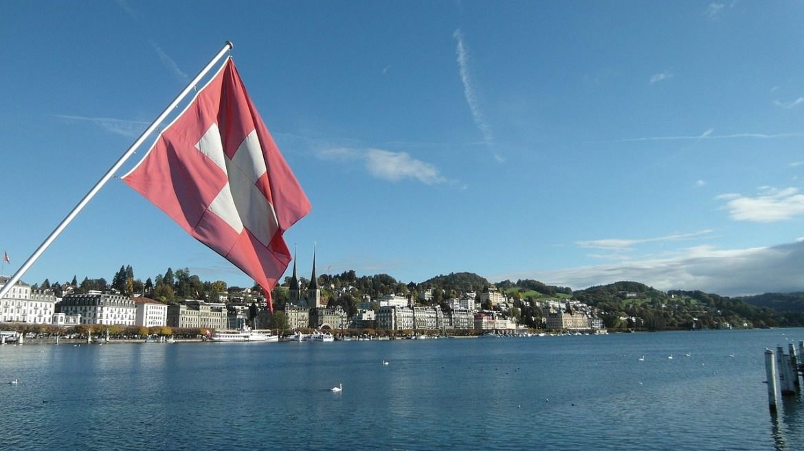 lucerne, lake lucerne region, swiss flag, flag, hofkirche, nature, heaven, water, blue, switzerland